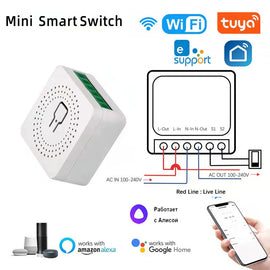 Wifi Mini Smart Switch 16A DIY Light Switches 2 Way Wireless Smart Home with Tuya Smart Life EweLink Alexa Alice Google Home