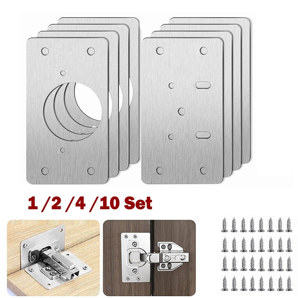 2/4/10/20pcs Stainless Steel Hinge Repair Plate For Cabinet Furniture Hinges Mounting Tool Kitchen Cupboard Door Fixing Plate