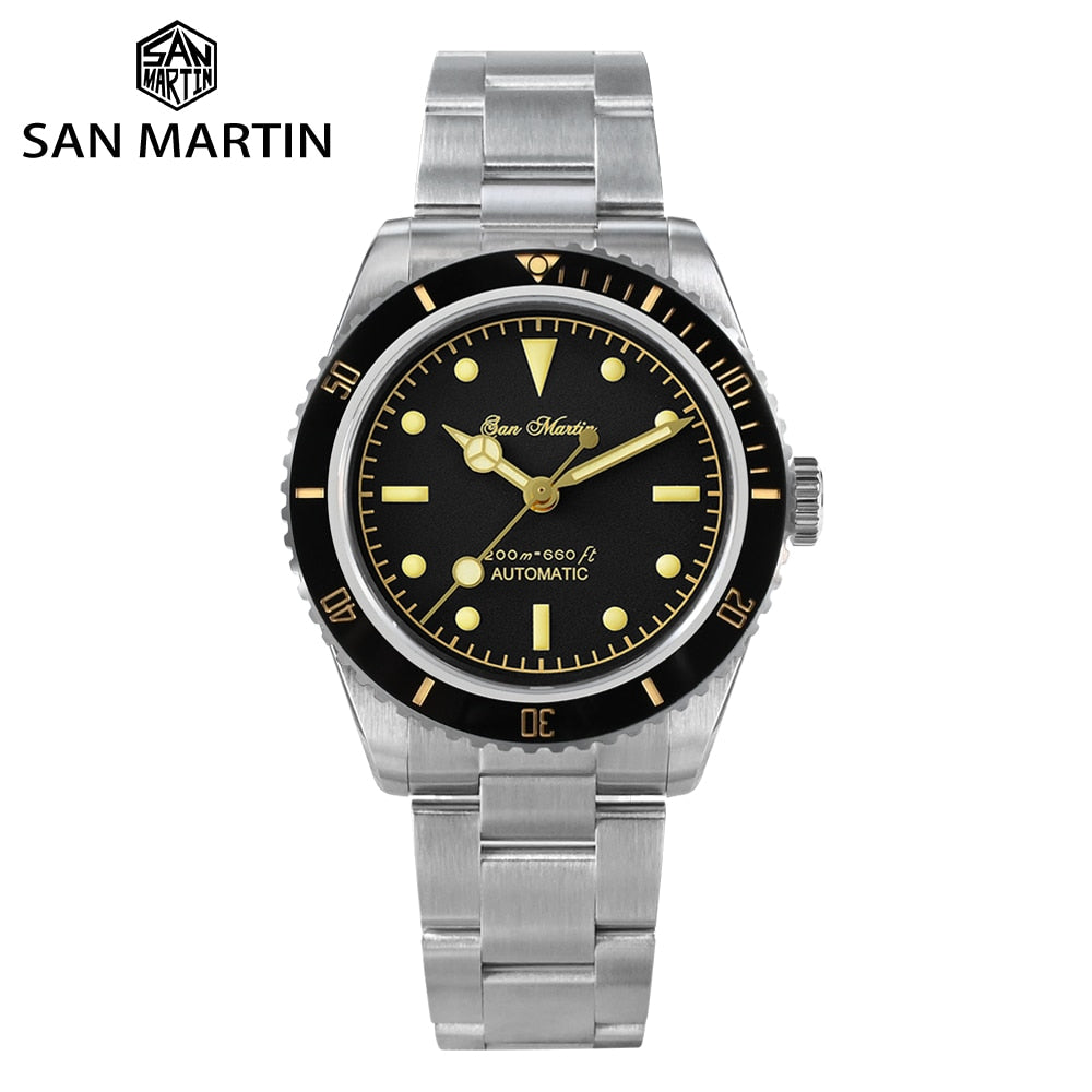 San Martin Vintage 38mm 6200 Diver Watch for Men Luxury Water Ghost NH35 Automatic Mechanical Sapphire Waterproof 200m Relojes