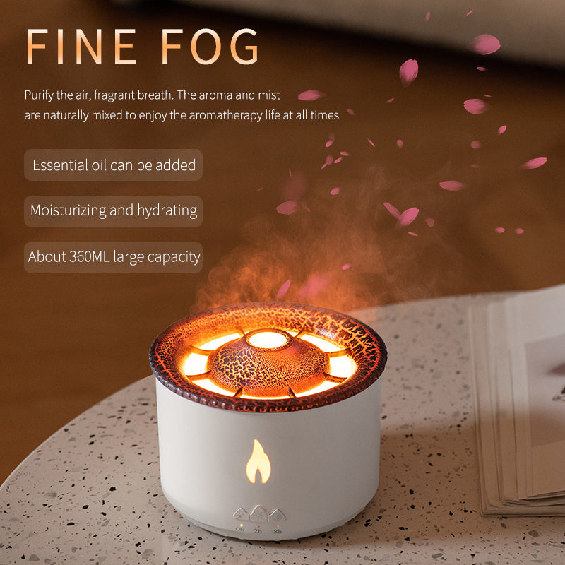 Portable Aroma Diffuser with Remote Control - Experience the Essence of Nature with our Flame and Blue Volcano Essential Oil Humidifier