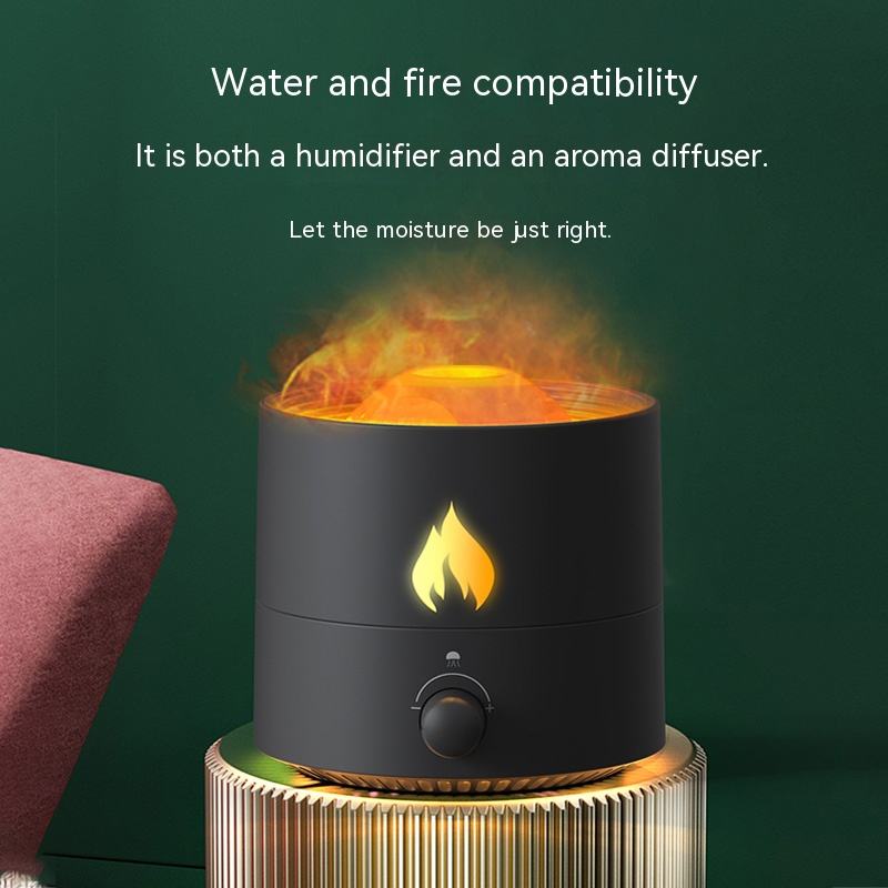 Top Office Custom Flame Night Light Aroma Diffuser 250ml Ultrasonic USB Fire Lamp Fragrance Jellyfish Air Humidifier