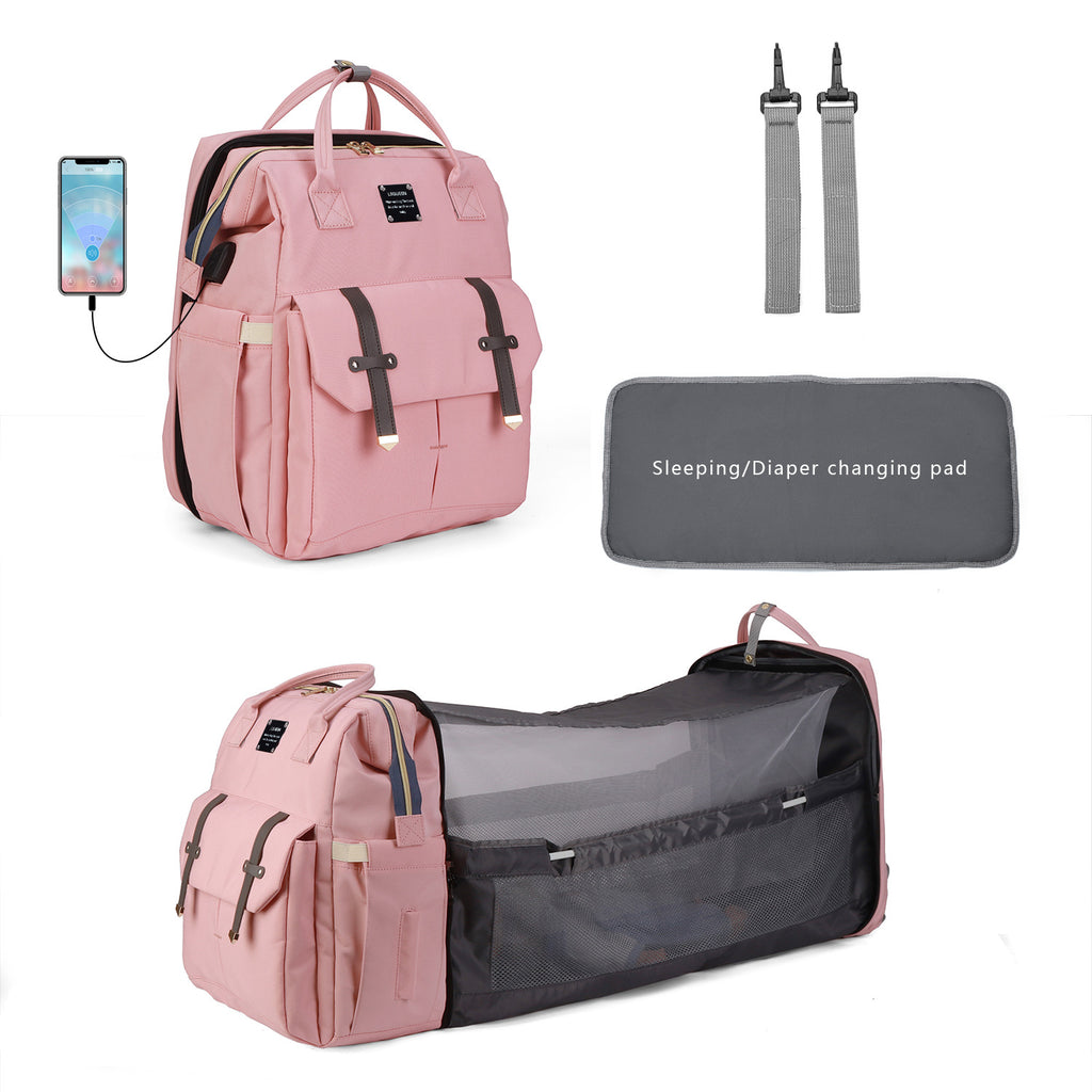 Multifunctional Double-shoulder Mother Backpack Mother And Baby Bed