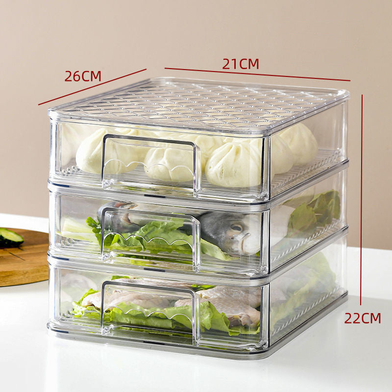 Refrigerator Layered Storage Box Drawer Type Transparent Plastic