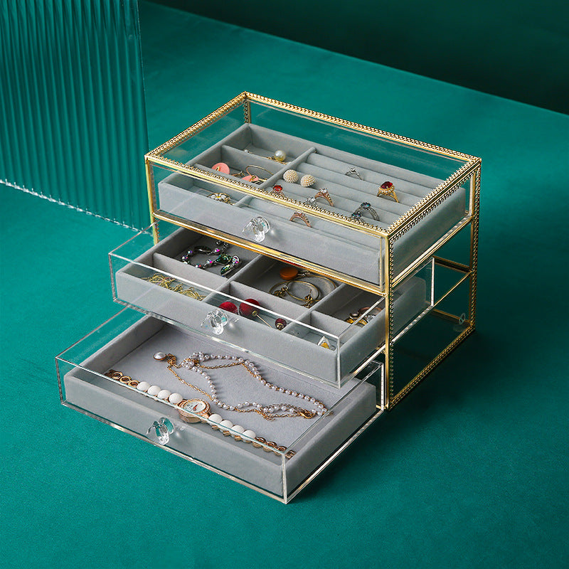 Glass Storage Transparent Multi-layer Jewelry Box