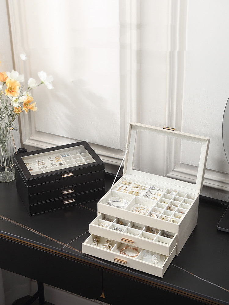 Multilayer Drawer Type Jewelry Transparent Storage Box.