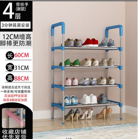 4-Tier Stackable Shoe Rack, Expandable & Adjustable Shoe Organizer Storage Shelf