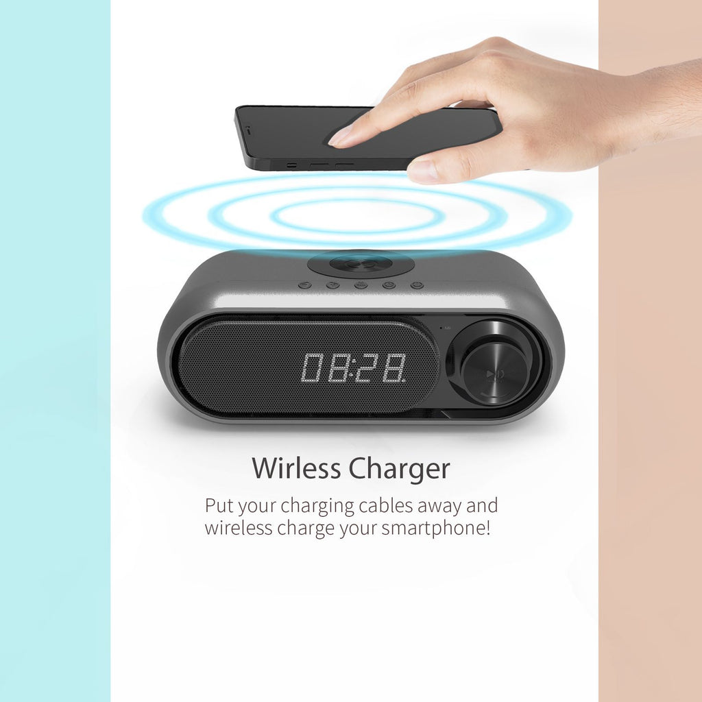 Bedside Wireless Charging Audio LED Alarm Clock