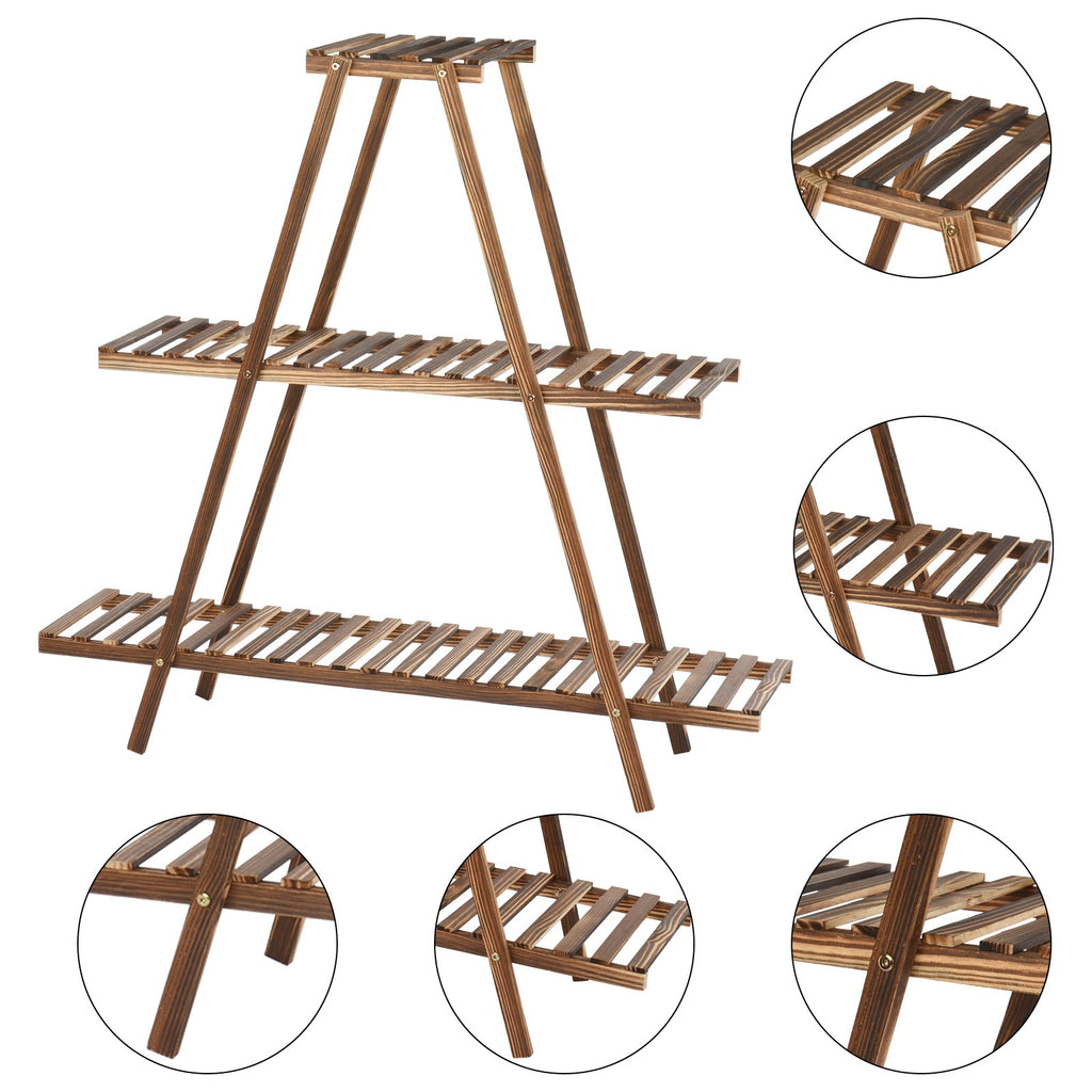 3 Tier Wood Plant Stand Indoor Flower Pots Stand Outdoor Plant Shelves Rack