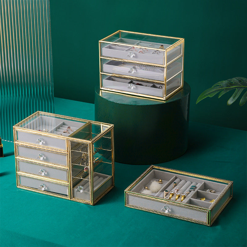 Glass Storage Transparent Multi-layer Jewelry Box