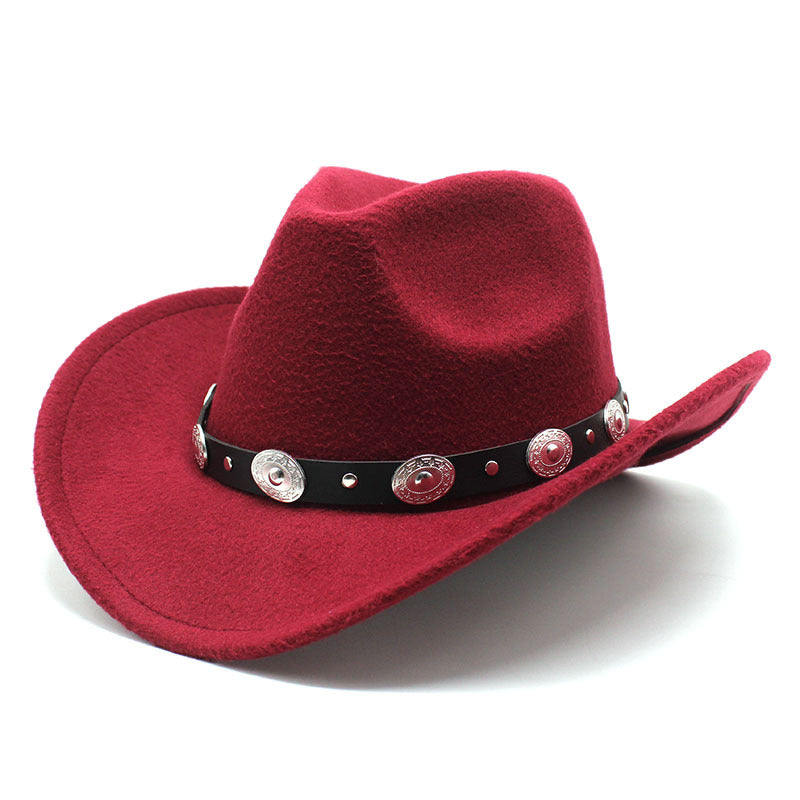 Unisex Minority Style Woolen Western Cowboy Hats.