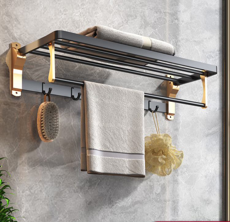 Space Aluminum Bathroom Shelf Wall Hanging Towel Rack