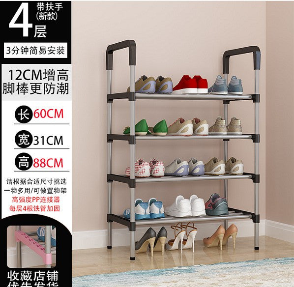 4-Tier Stackable Shoe Rack, Expandable & Adjustable Shoe Organizer Storage Shelf