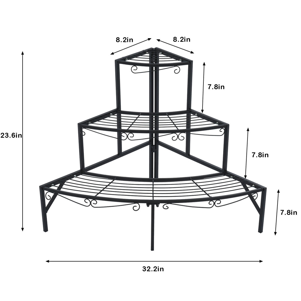 3 Tier Plant Stand Flower Pot Rack Corner Shelf Display Holder For IndoorOutdoor