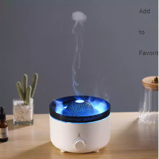 Desktop  Jellyfish Oil Essential Aroma Diffuser Dual Night Light Volcano Humidifier Diffuser Flame Humidifier