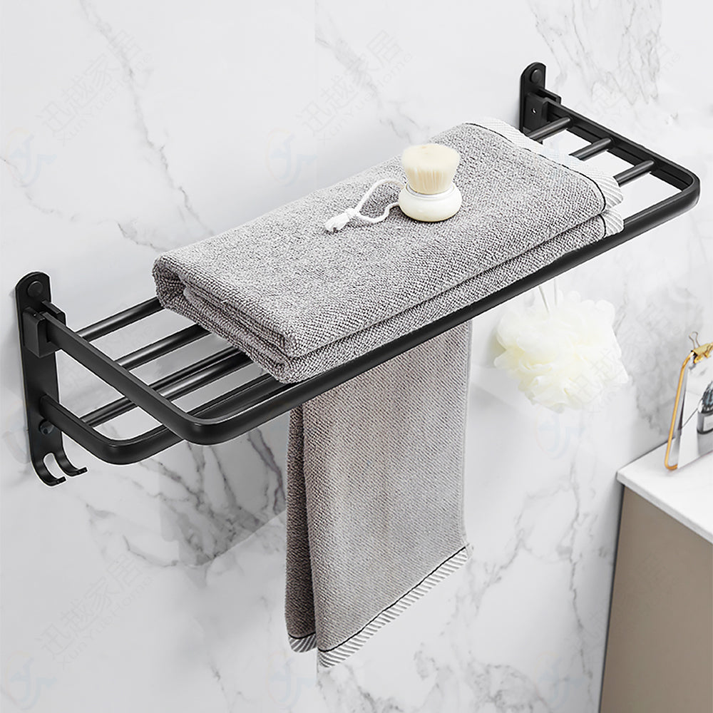 Space Aluminum Bathroom Wall-mounted Towel Rack Without Perforation