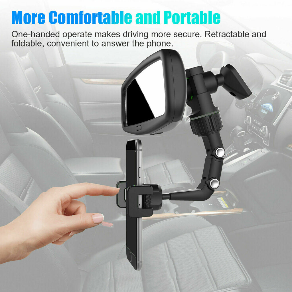 Universal 360 Rotation Car Rear View Mirror Mount Stand GPS Cell Phone Holder US