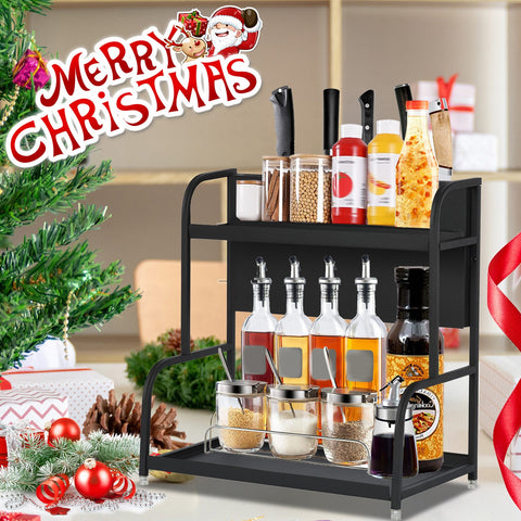 2-Tier Spice Rack Organizer For Countertop, Kitchen Storage Rack Stainless Steel