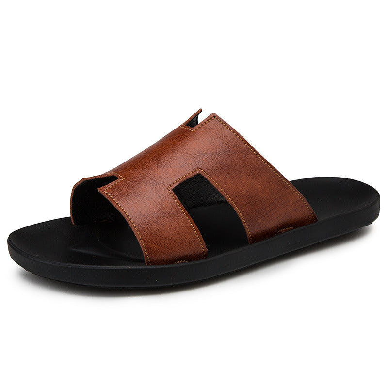 Unique attractive First Layer Leather Standard Size classic design Men Slippers.