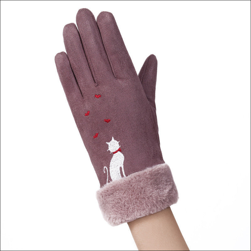 Women Casual winter soft suede Gloves with trendy art and unique look.