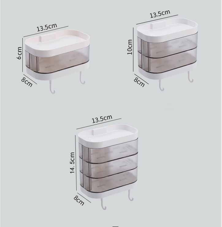 Bathroom Soap Box Wall-mounted Multi-layer Soap Box Toilet Rotatable Drain Soap Box Multifunctional Toiletry Rack Wall Shelf