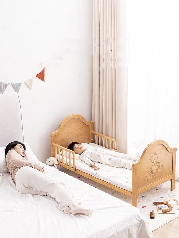 Multi use Pine Baby Log Splicing Bed Multi-function Made of Wood. Changeable from Crib Style to Bed for children.