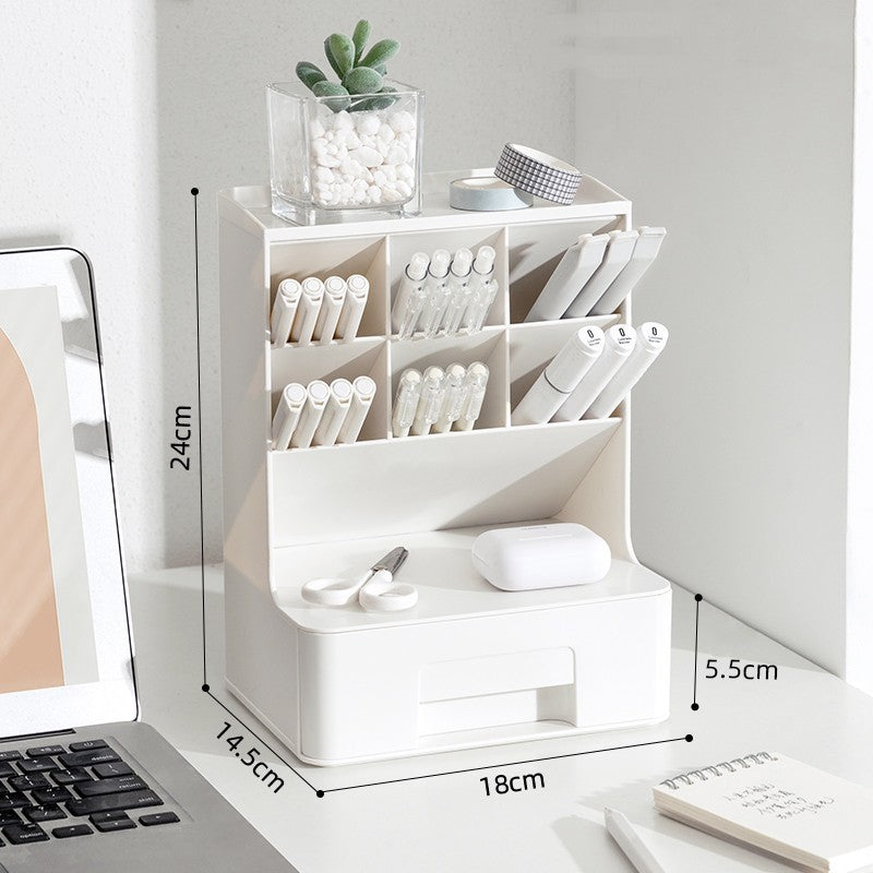 Obliquely Inserted Pen Holder Desktop Clutter Desk Storage Box