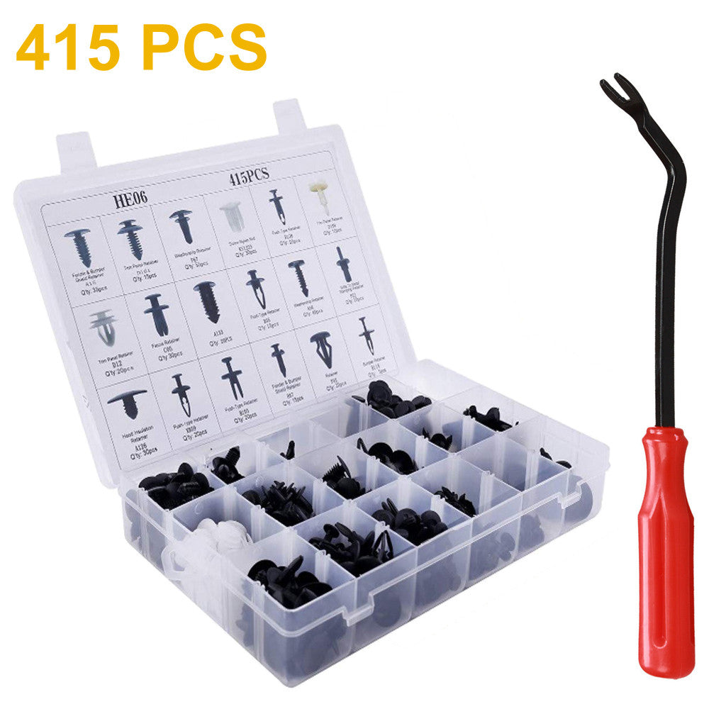 415pc Car Plastic Rivets Fastener F ende Bumper Push Pin Clip Free Remover Tool