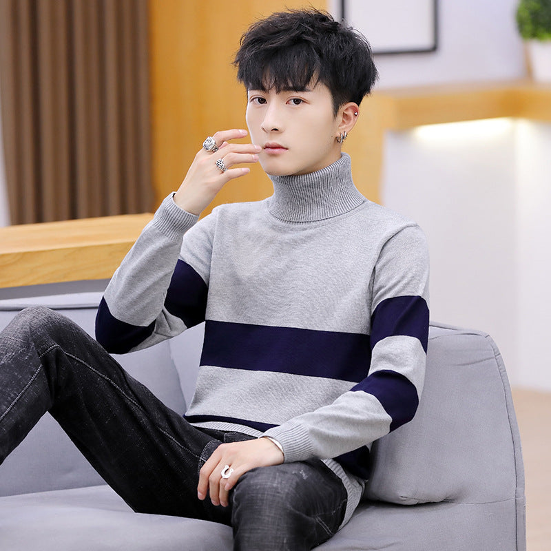 High Neck Striped Sweater Men. good looking high quality Fashion Men Top.