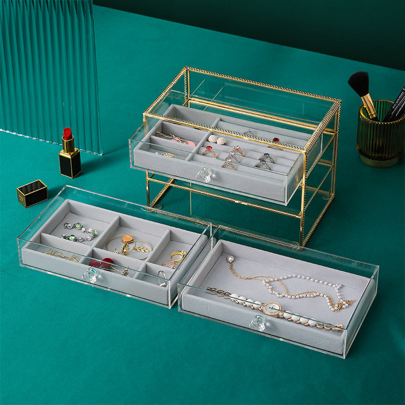 Glass Storage Transparent Multi-layer Jewelry Box