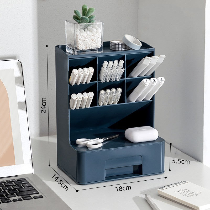 Obliquely Inserted Pen Holder Desktop Clutter Desk Storage Box