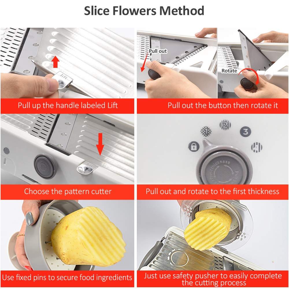 Kitchen Supplies Adjustable Mandoline Slicer Stainless Steel Vegetable Julienner Potato Slicer Cutter Magic Chopper