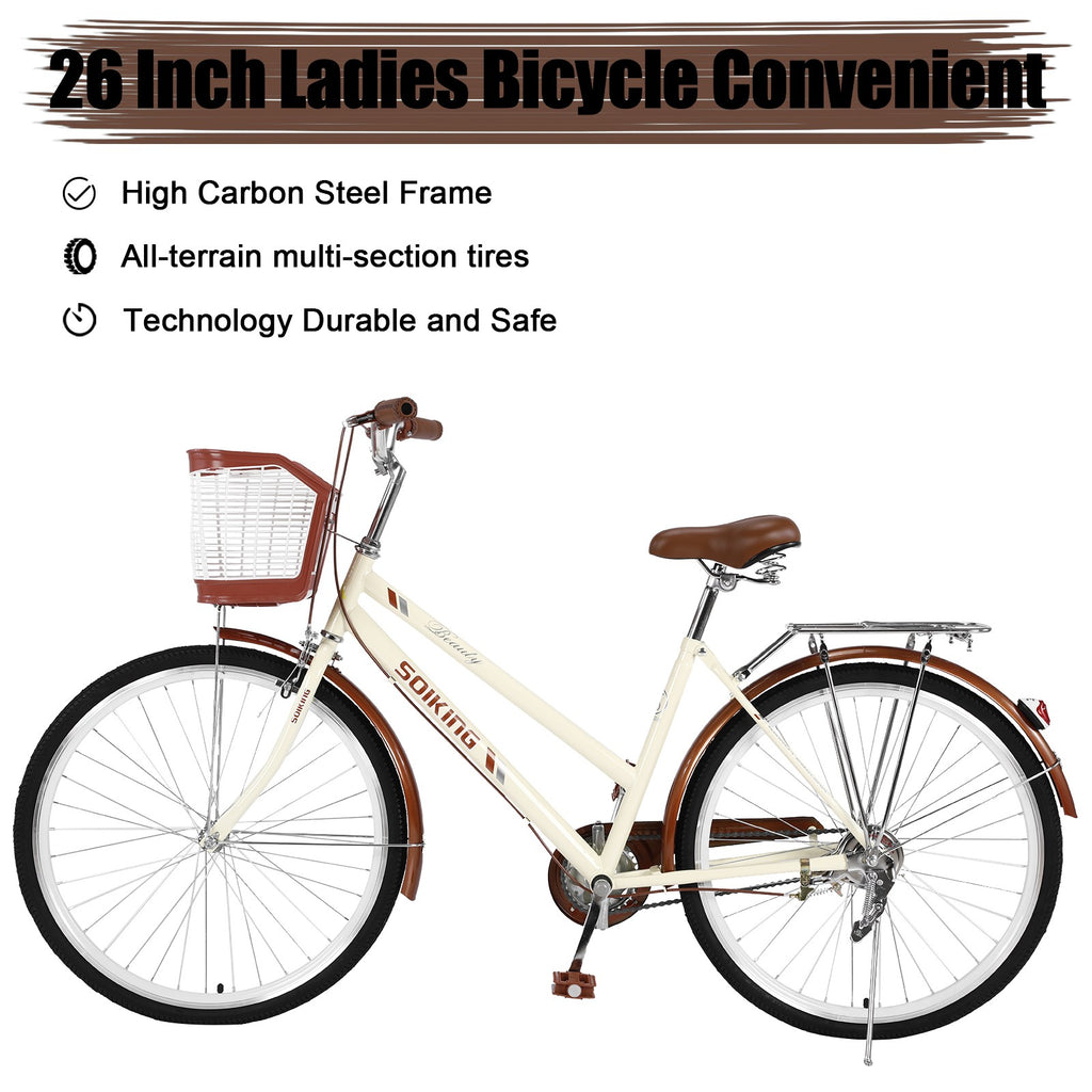 Quick and Convenient 26-Inch City Commuter Bicycle for Ladies - Perfect for Urban Princesses