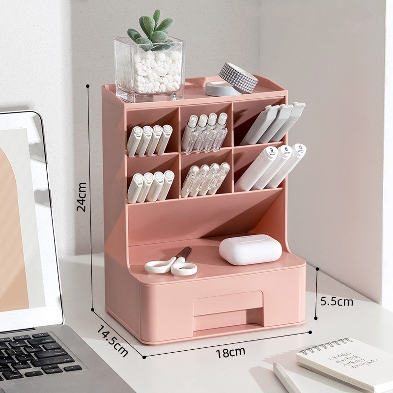 Obliquely Inserted Pen Holder Desktop Clutter Desk Storage Box