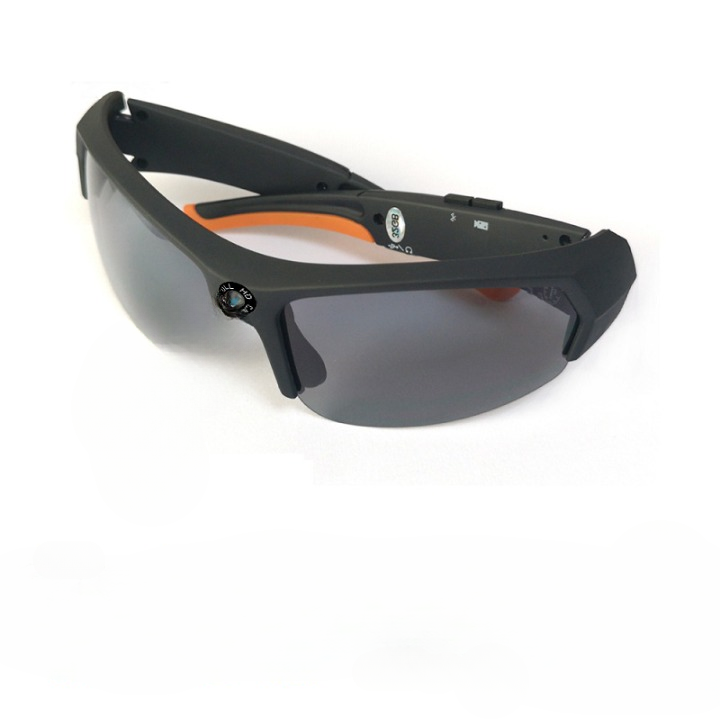 Sunglasses for a camera. Sunglasses with a 120-degree wide-angle sports camera that plays MP3s and is wireless. Keep track of your route or favorite Destinations.