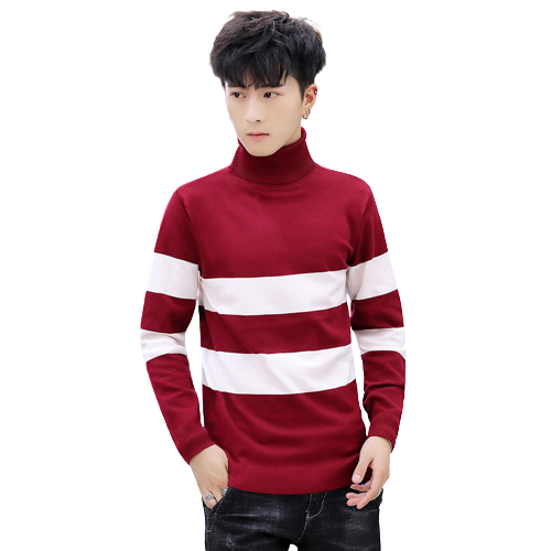 High Neck Striped Sweater Men. good looking high quality Fashion Men Top.